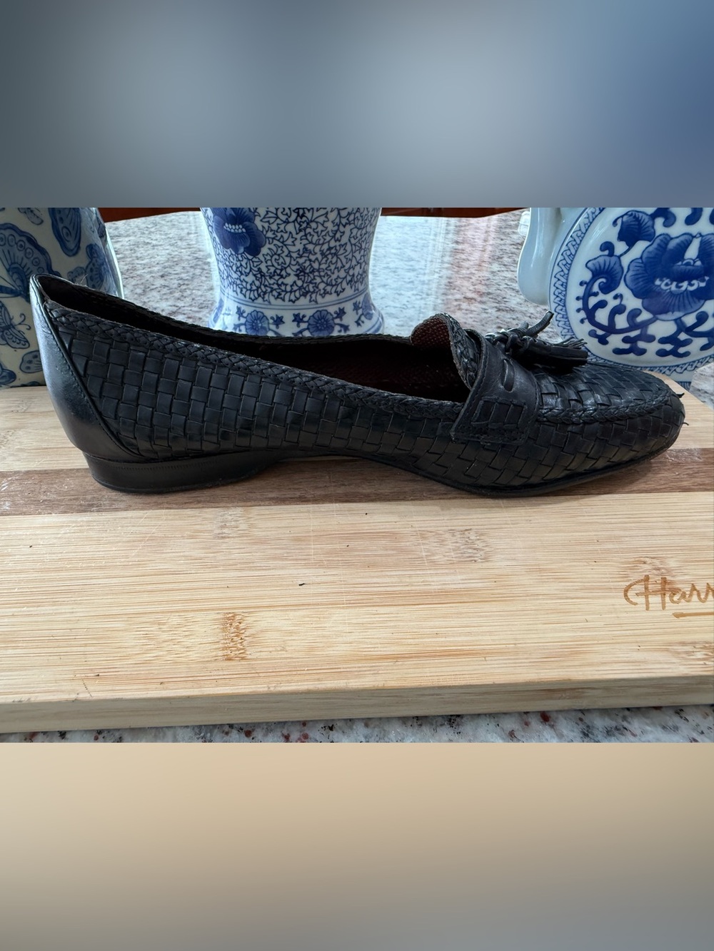 Cole Haan Black Woven Leather Tassel Slip-On Loafers - Picture 7 of 9